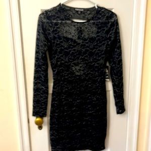 Express formal stretch dress black and silver nwt